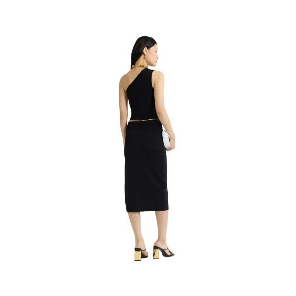 Knit midi pencil skirt in Black technical crepe - Image 4
