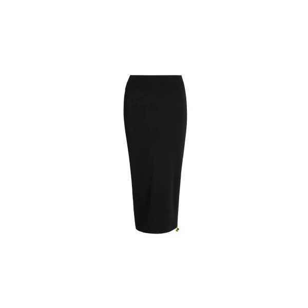 Knit midi pencil skirt in Black technical crepe