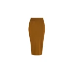 Patou Knit midi pencil skirt in Caramel technical crepe
