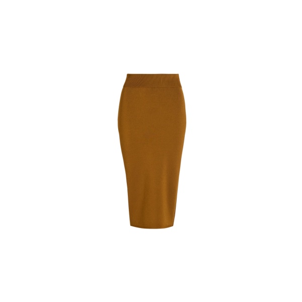 Patou Knit midi pencil skirt in Caramel technical crepe