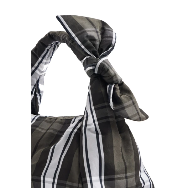Knotted bag in Mist Green Tartan recycled polyester - Image 2