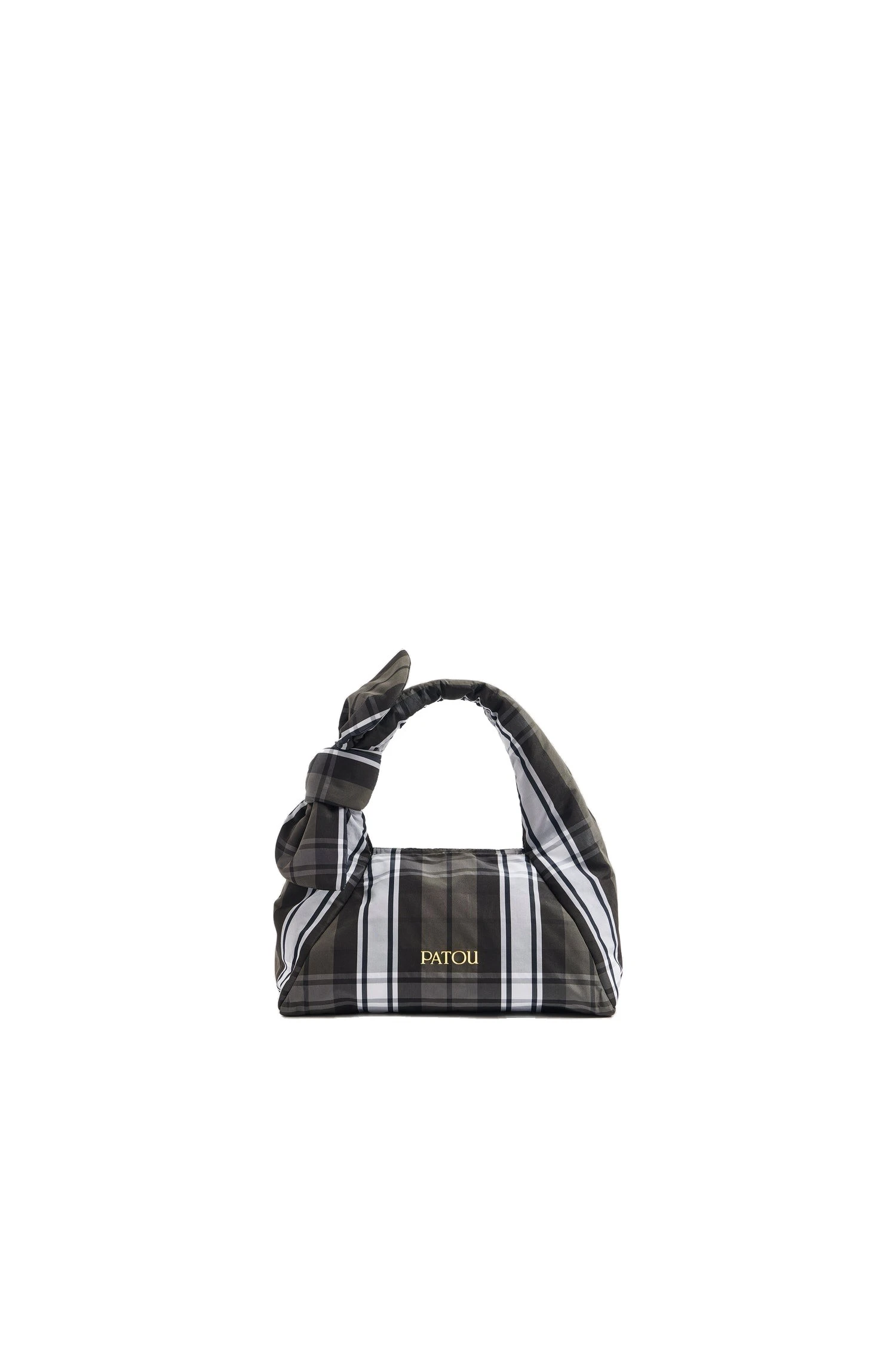 Patou Knotted bag in recycled polyester | Luxury Shoes Patou Knotted bag in Mist Green Tartan recycled polyester