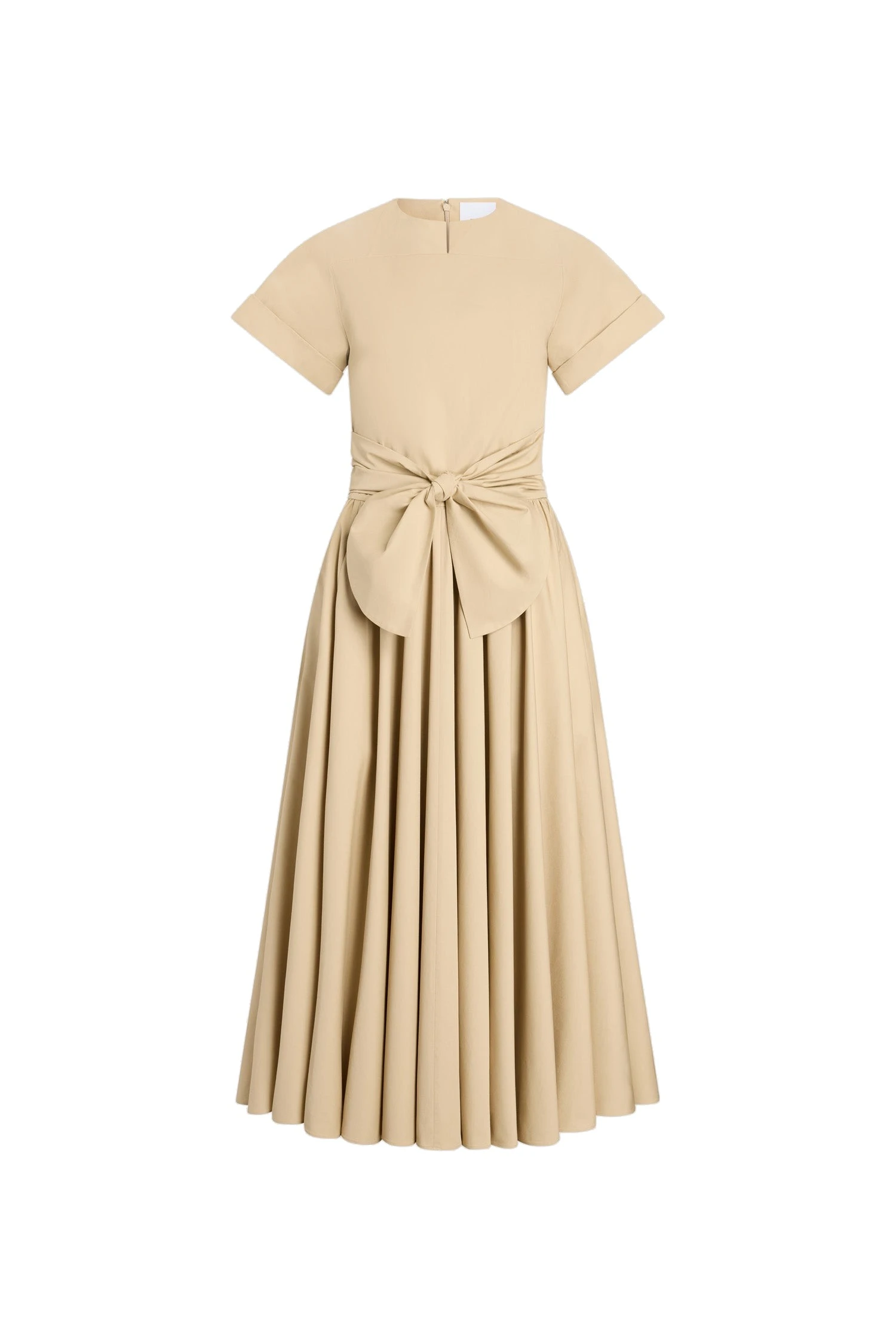 Patou Knotted organic cotton short-sleeved midi dress | Luxury Shoes Patou Knotted organic cotton short-sleeved midi dress in Safari Sand