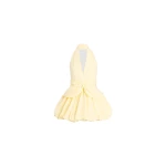Patou Knotted recycled faille mini bloomer dress in Citrus Blossom