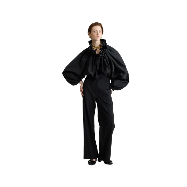 La Patou Blouse in Black recycled faille - Image 2