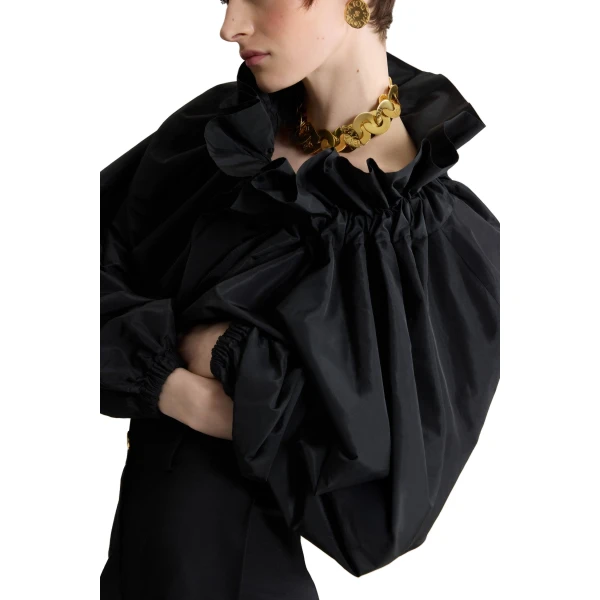 La Patou Blouse in Black recycled faille - Image 4