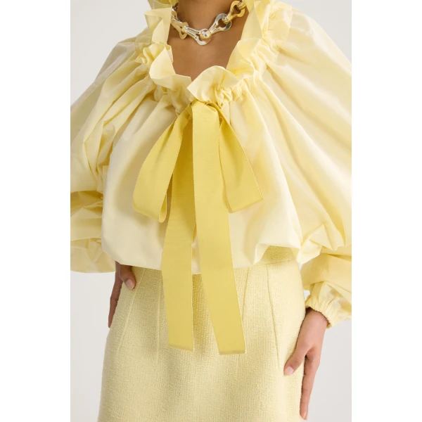 La Patou Blouse in Citrus Blossom recycled faille - Image 4
