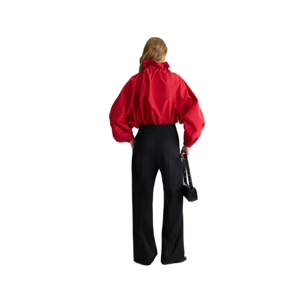 La Patou Blouse in Lipstick Red recycled faille - Image 3