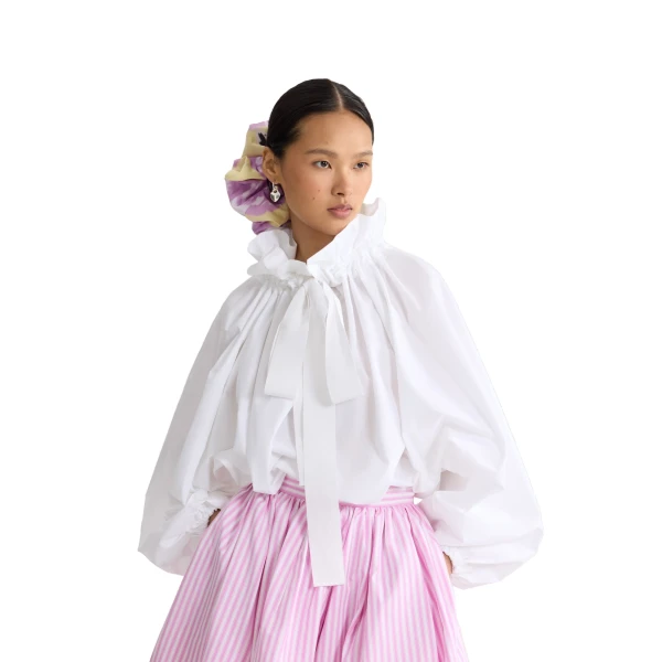 La Patou Blouse in White organic cotton poplin - Image 5