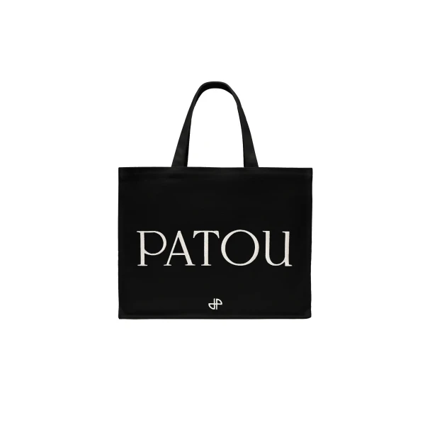 Patou Large Patou tote in Black cotton canvas