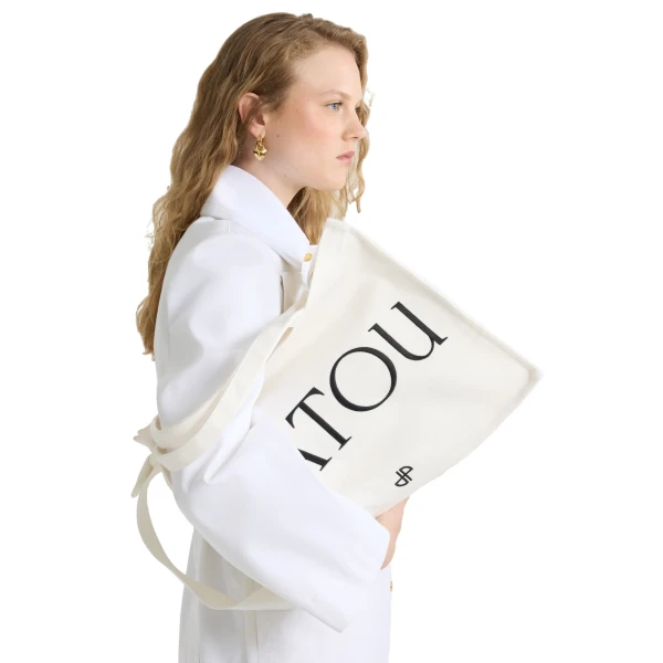 Large Patou tote in White cotton canvas - Image 3
