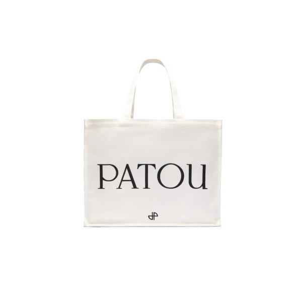 Large Patou tote in White cotton canvas