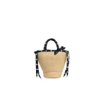 Patou Large raffia bucket bag in Meteorite Blue