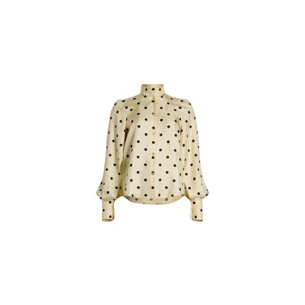 Lavallière blouse in Angora Dots printed organic silk - Image 2