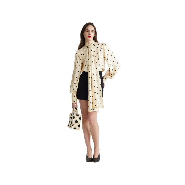 Lavallière blouse in Angora Dots printed organic silk - Image 3