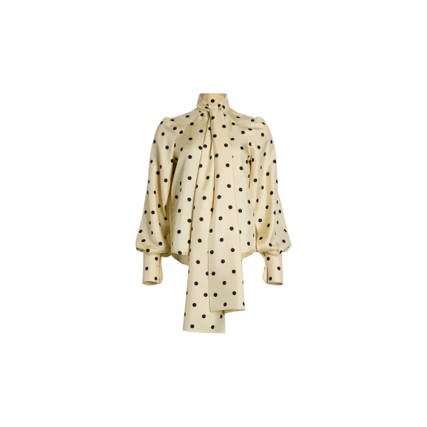 Patou Lavallière blouse in Angora Dots printed organic silk