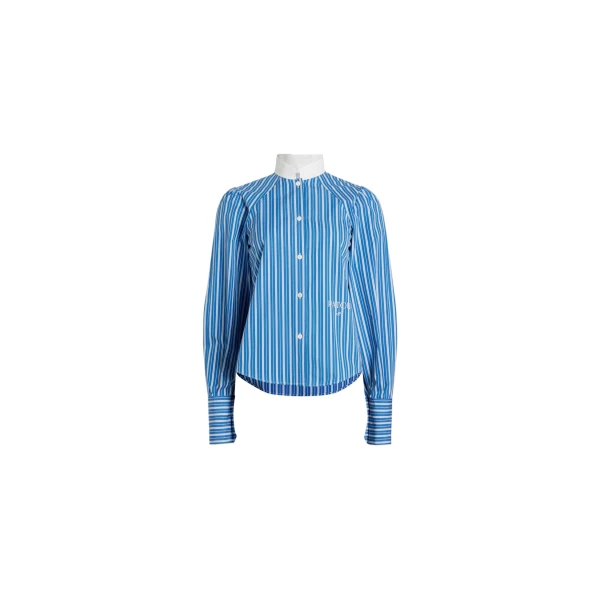 Lavallière blouse in Victoria Blue Stripes printed sustainable cotton - Image 2