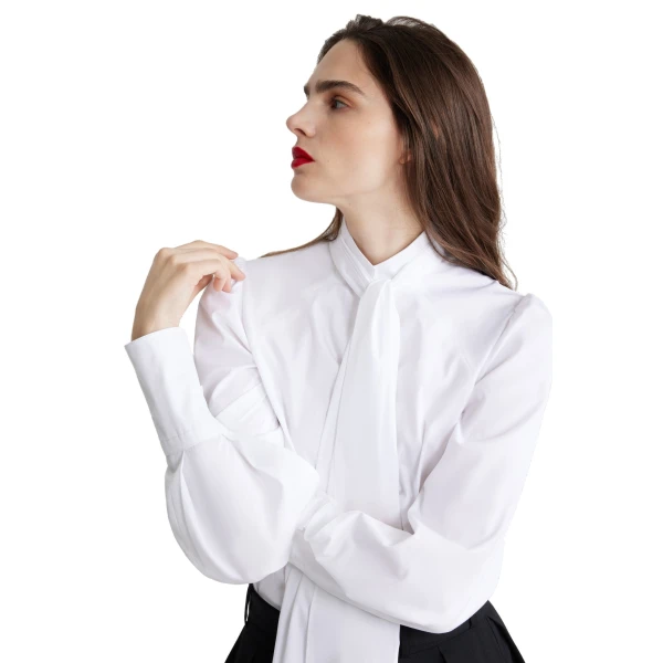 Lavallière blouse in White organic cotton - Image 4