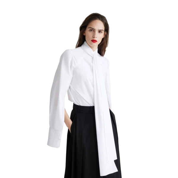 Lavallière blouse in White organic cotton - Image 5