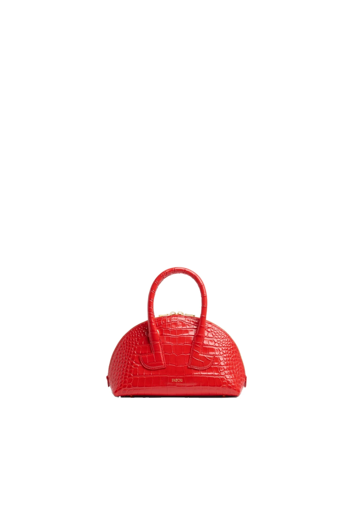 Le Patou Bowling bag in crocodile-embossed leather | Luxury Shoes Patou Le Patou Bowling bag in Babylone Red crocodile-embossed leather