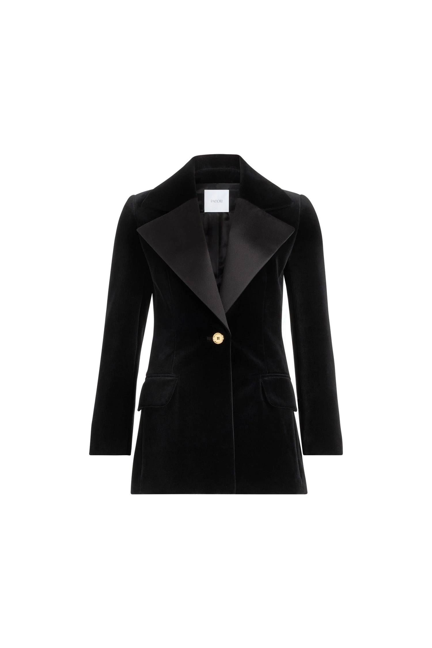 Patou Long single-breasted jacket in Black organic cotton velvet | Jackets | Luxury Shoes Patou Long single-breasted jacket in Black organic cotton velvet