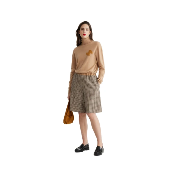 Longline shorts in Houndstooth recycled wool blend - Image 2