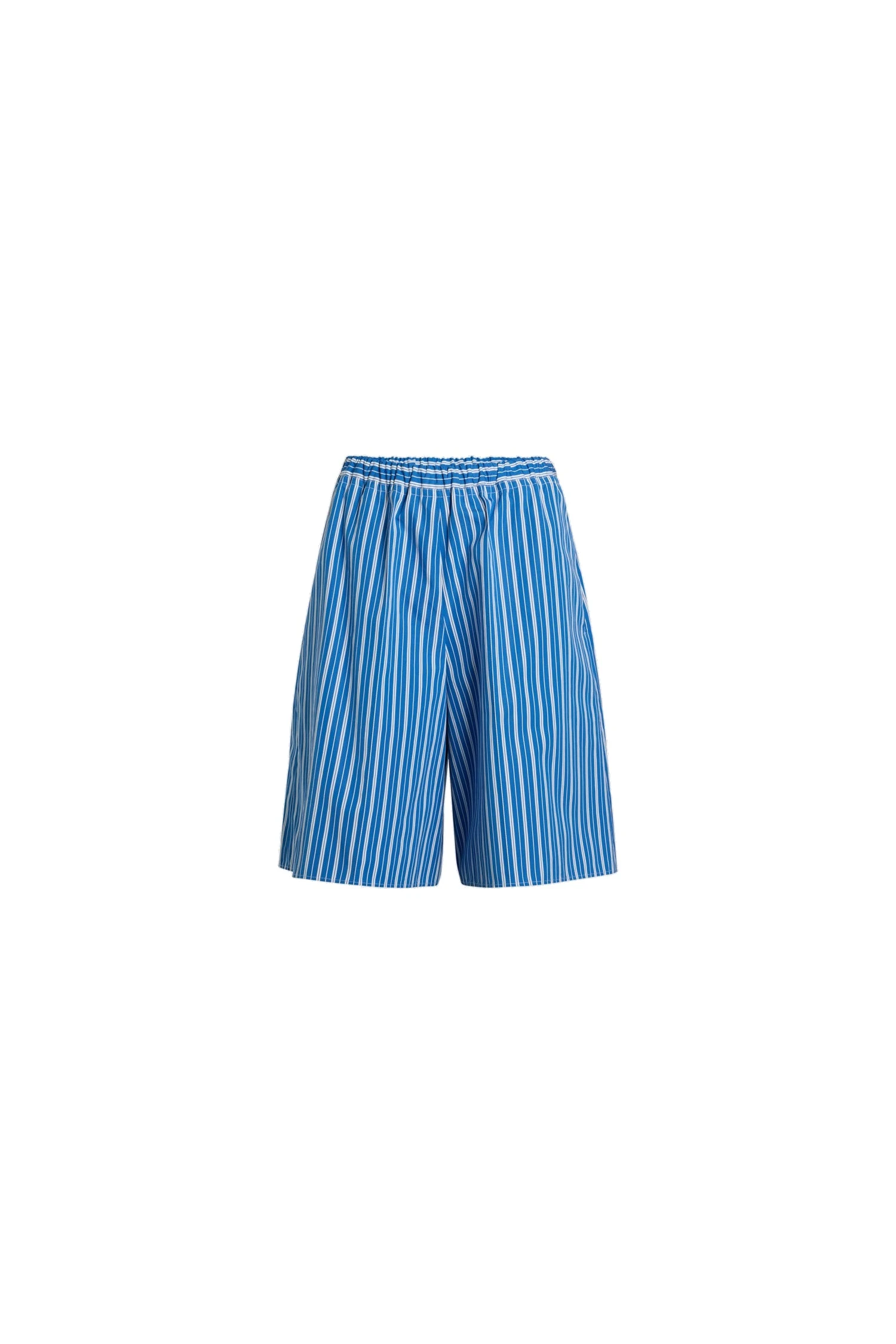 Patou Longline shorts in Victoria Blue Stripes printed sustainable cotton | Shorts | Luxury Shoes Patou Longline shorts in Victoria Blue Stripes printed sustainable cotton