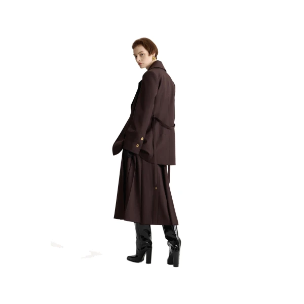 Longline single-breasted jacket in Smoked Ebony sustainable technical wool - Image 3