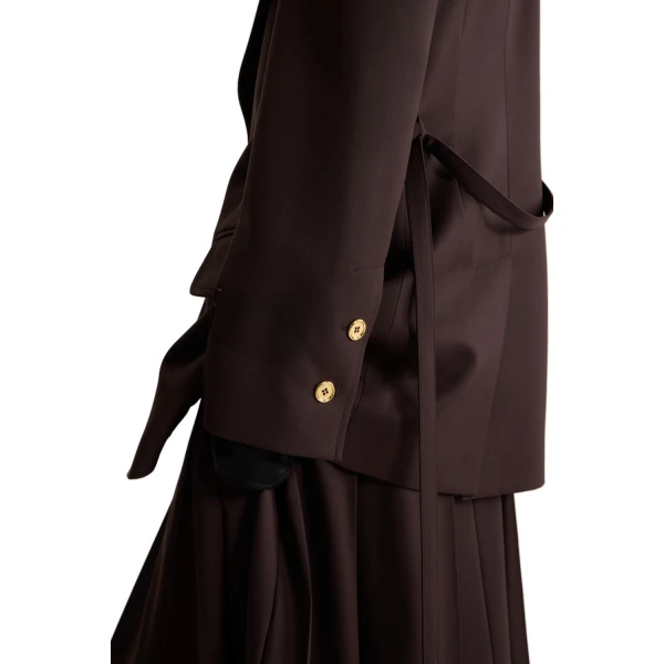Longline single-breasted jacket in Smoked Ebony sustainable technical wool - Image 4