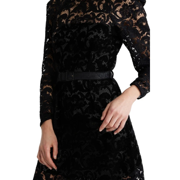 Maxi dress in Black organic cotton blend lace - Image 4
