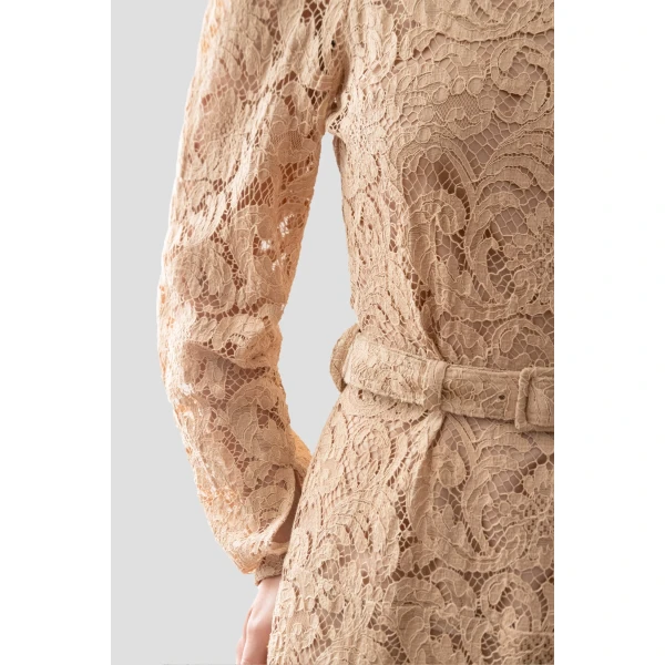 Maxi dress in Gray Sand organic cotton blend lace - Image 4