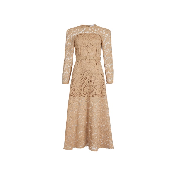 Patou Maxi dress in Gray Sand organic cotton blend lace
