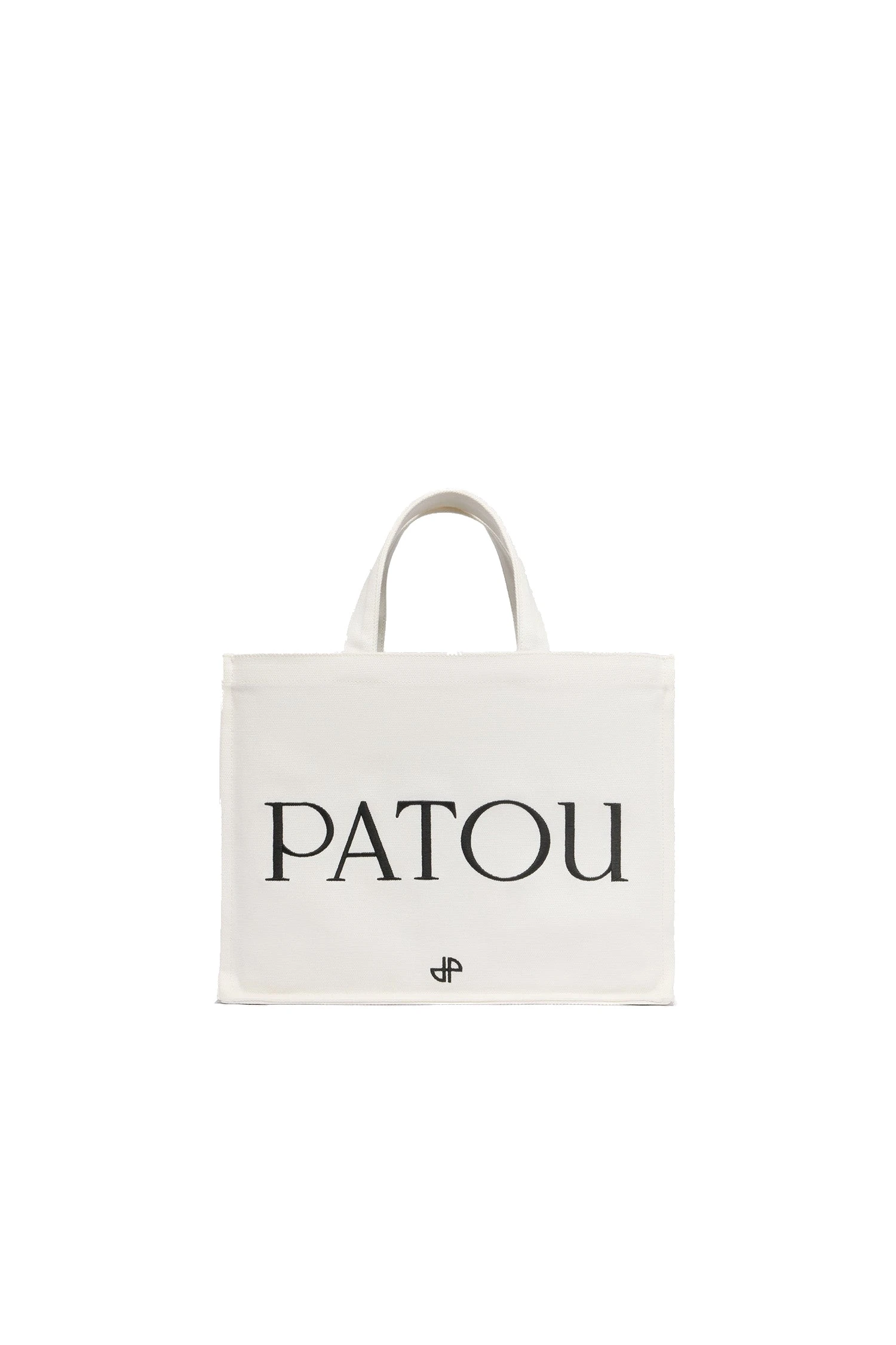 Medium Patou logo tote in cotton canvas | Luxury Shoes Patou Medium Patou logo tote in White cotton canvas