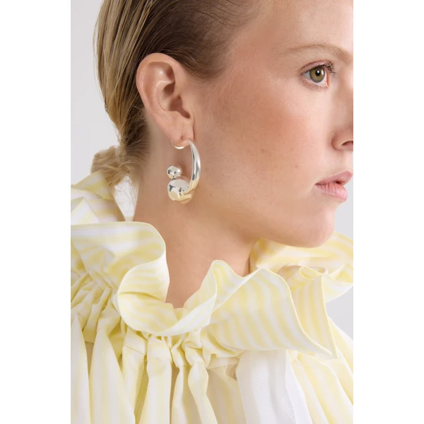Mercury marbles half-hoop earring with ornament in Silver - Image 3