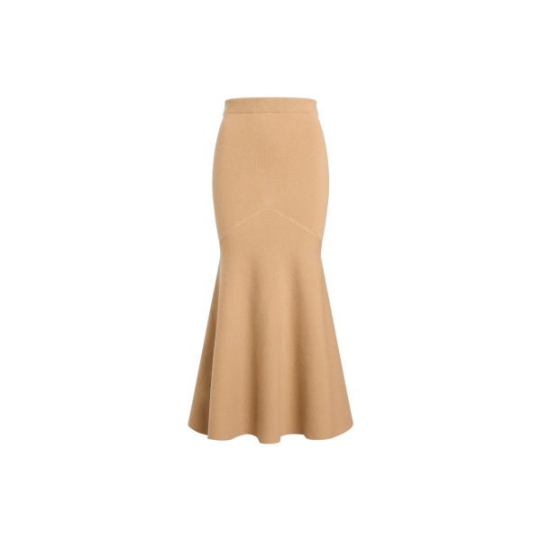 Patou Mermaid midi skirt in Biscuit wool and cashmere