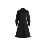 Patou Midi shirt dress in Black organic cotton gabardine