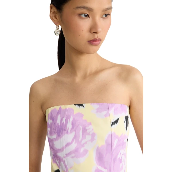 Mini bustier dress in Peony Garden recycled faille - Image 4