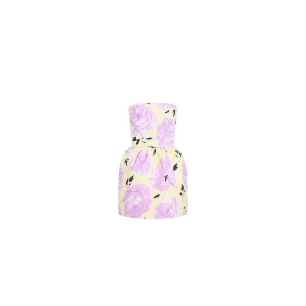 Mini bustier dress in Peony Garden recycled faille