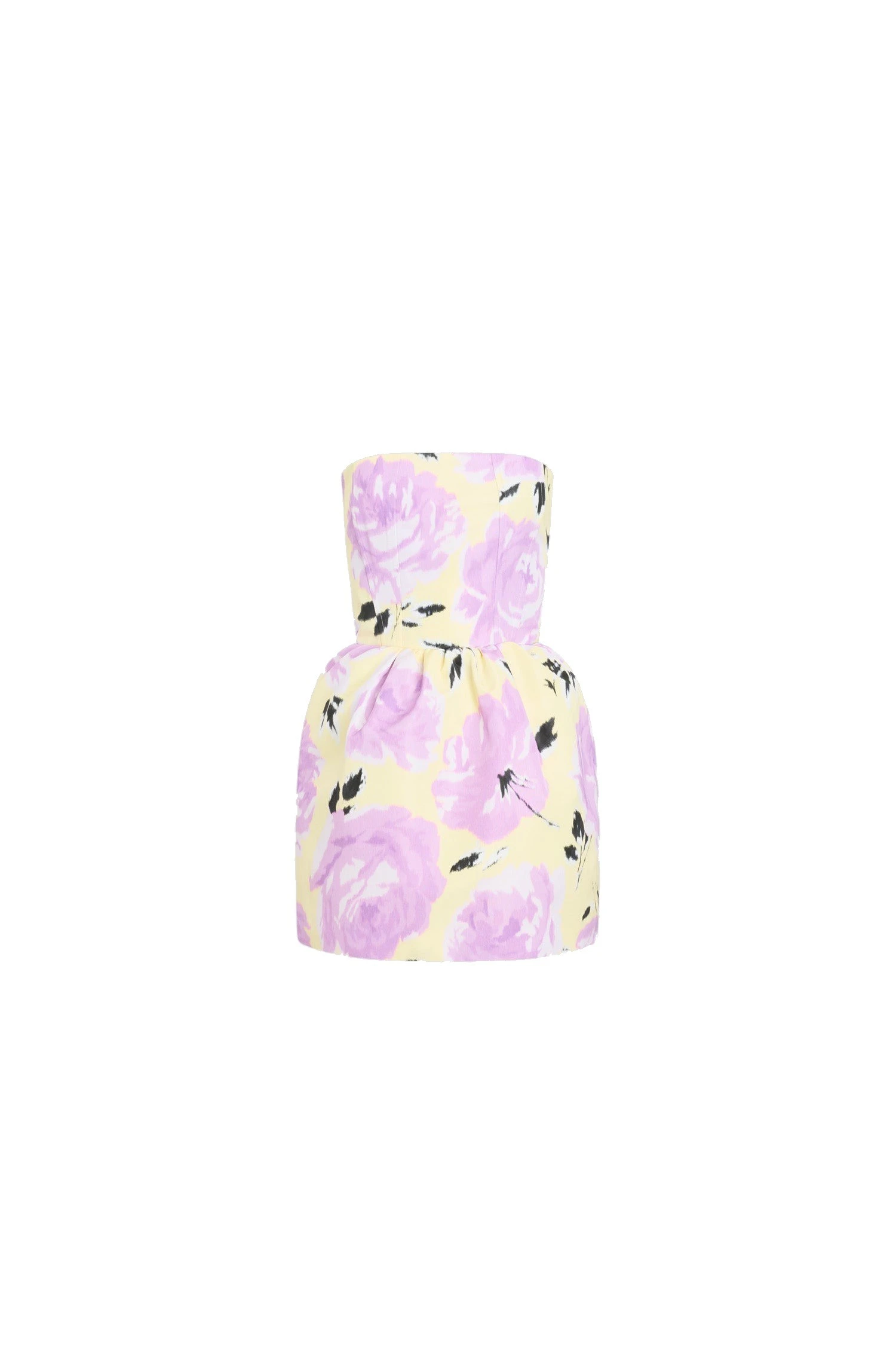 Patou Mini bustier dress in Peony Garden recycled faille | Dresses | Luxury Shoes Patou Mini bustier dress in Peony Garden recycled faille