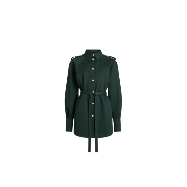 Mini shirt dress in Garden Green organic cotton gabardine