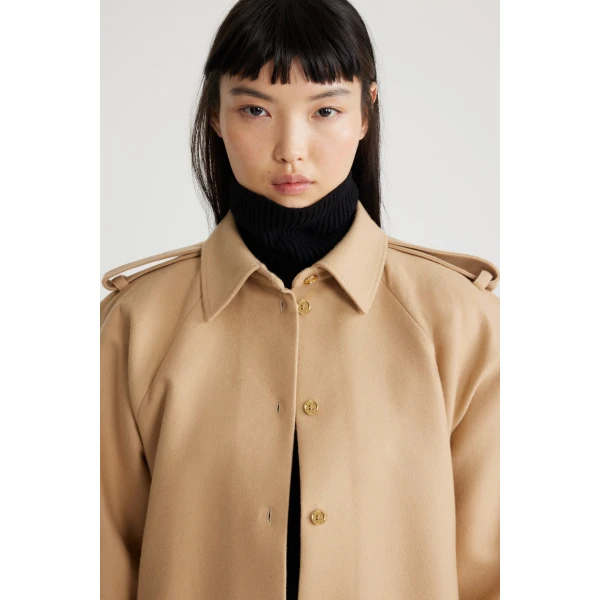 Mini shirt dress in Gray Sand sustainable wool blend - Image 4