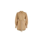 Patou Mini shirt dress in Gray Sand sustainable wool blend
