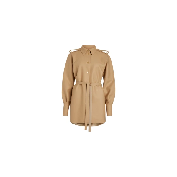 Mini shirt dress in Gray Sand sustainable wool blend