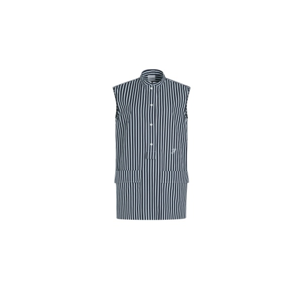 Patou Mini shirt dress in Navy Stripes printed organic cotton poplin