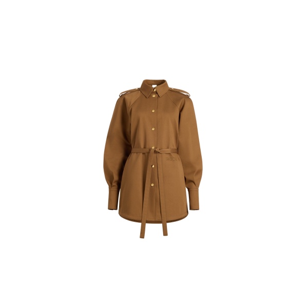 Patou Mini shirt dress in Nutmeg organic cotton gabardine