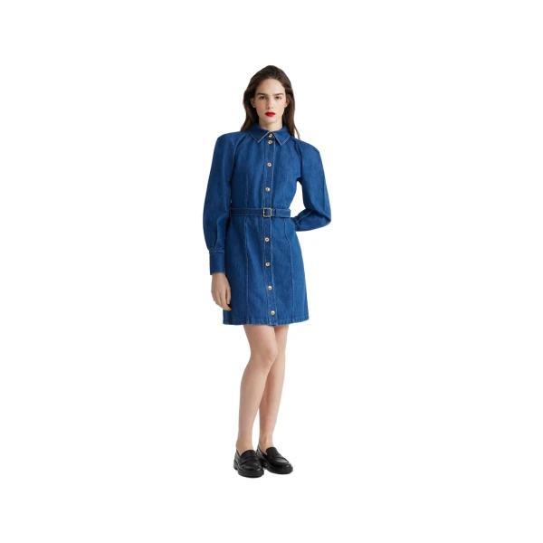 Mini shirt dress in Stonewash organic denim - Image 2