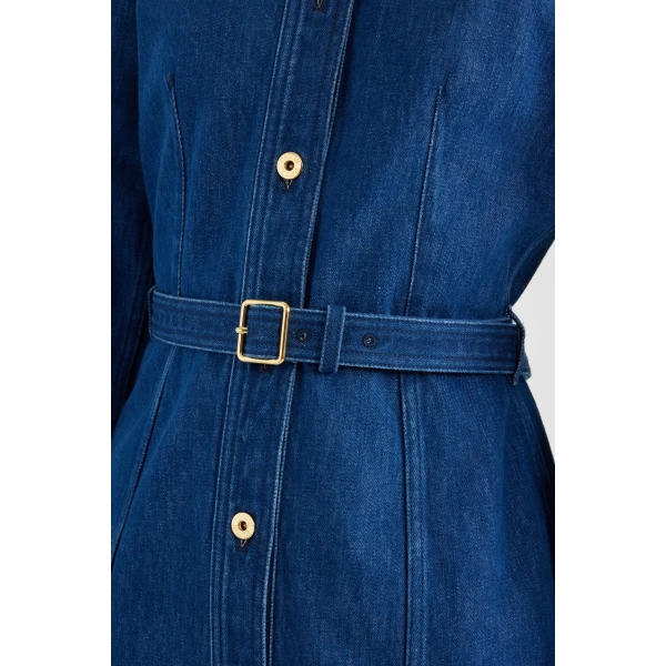 Mini shirt dress in Stonewash organic denim - Image 4