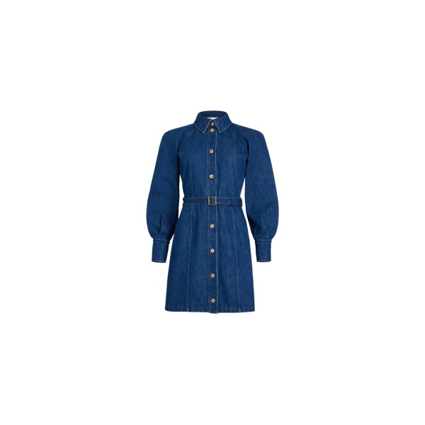 Patou Mini shirt dress in Stonewash organic denim