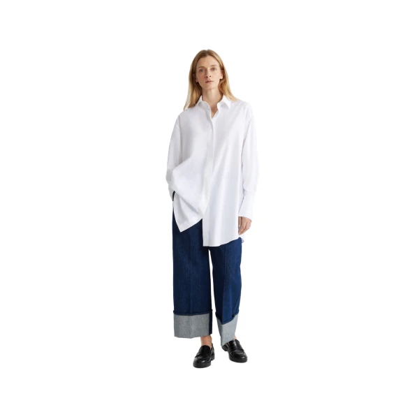 Mini shirt dress in White organic cotton - Image 2
