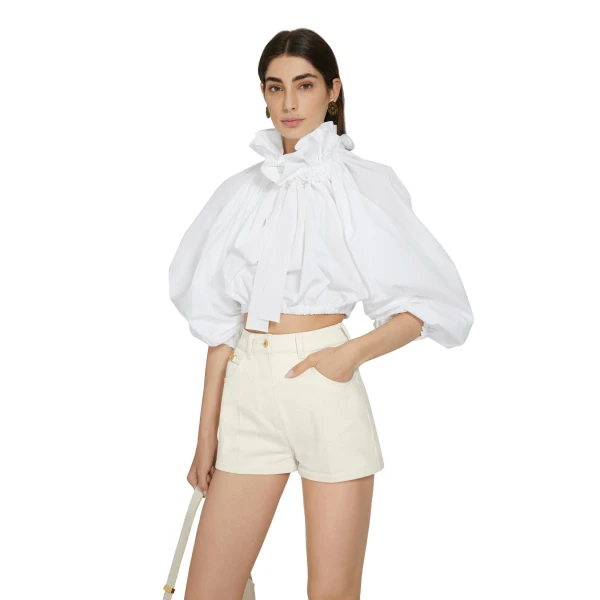 Mini shorts in Natural regenerated cotton denim
